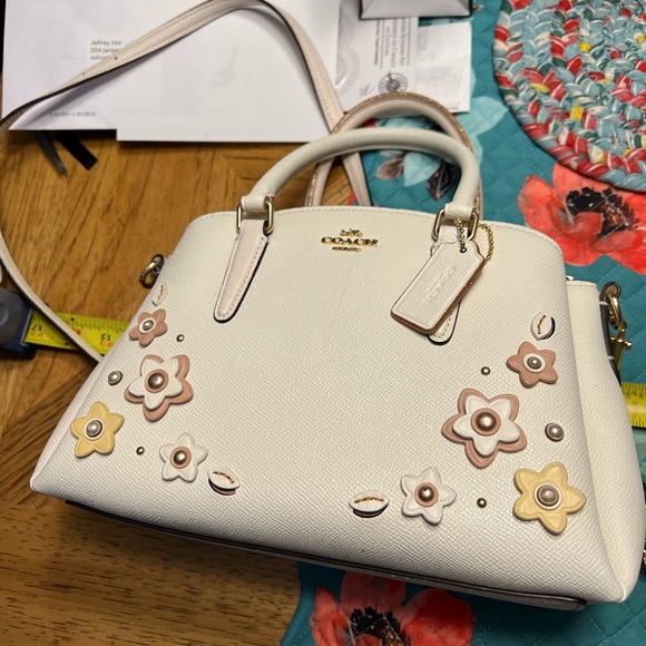 Coach Handbags - New coach purse with embellished flowers! Like new!